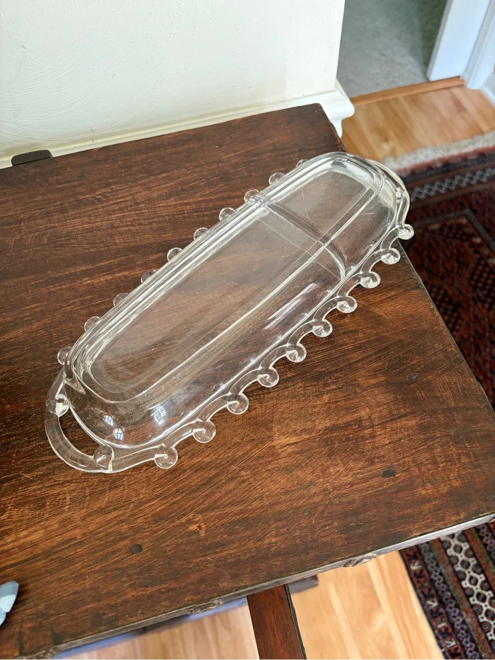 Vintage Heisey Crystal Lariat Divided Oblong Relish Celery Dish